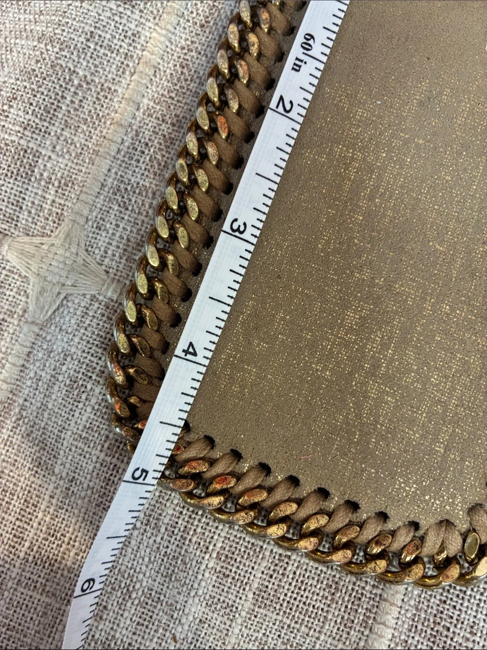 Authentic Stella McCartney IPhone Card Case Falabella Calf Gold  Metallic Taupe
